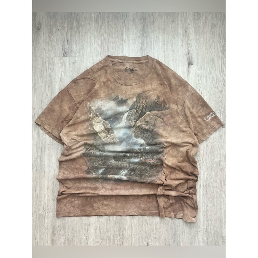 Vintage The Mountain Nature Railroad Graphic T-Shirt Mens 2XL USA Scenic Train